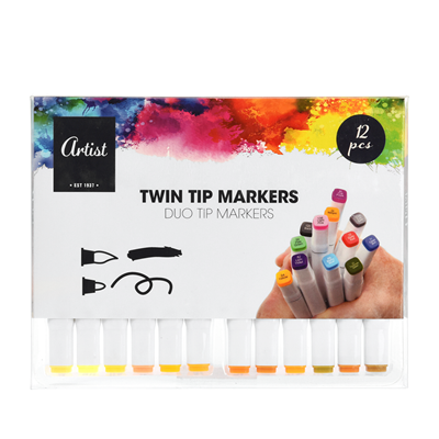 Artist Duo Tip Markers Geel 12 stuks Artist Duo Tip Markers Geel 12 stuks