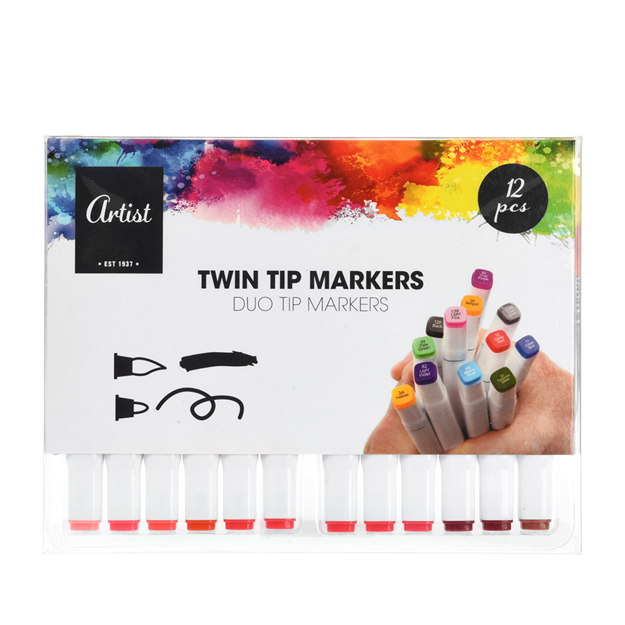 Artist Duo Tip Markers Rood 12 stuks