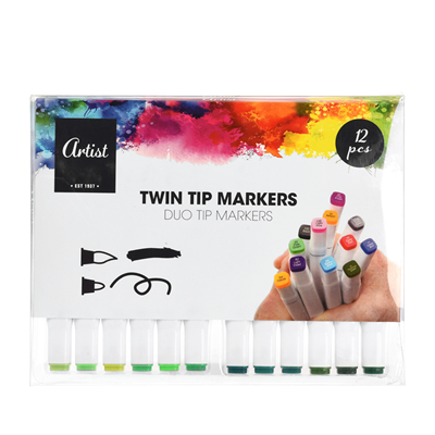 Artist Duo Tip Markers Groen 12 stuks Artist Duo Tip Markers Groen 12 stuks