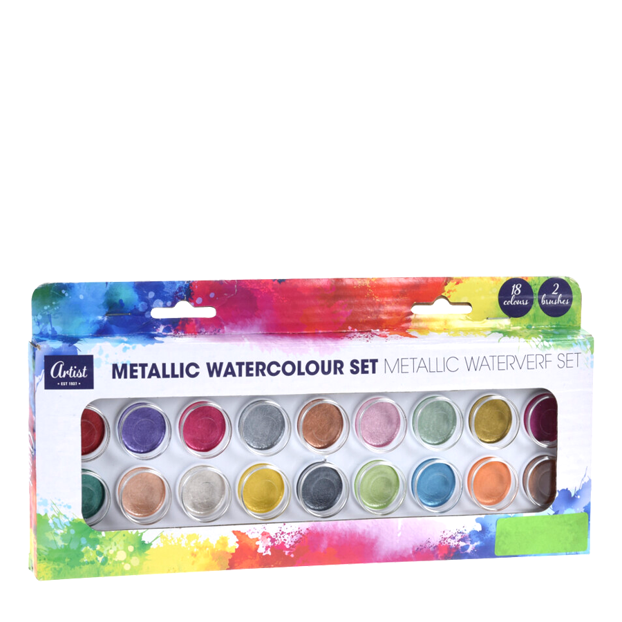 Artist Waterverfset Metallic 18 kleuren