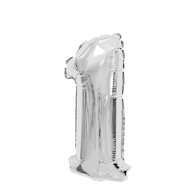 Ballon Folie Cijfer 1 Zilver 45cm Ballon Folie Cijfer 1 Zilver 45cm
