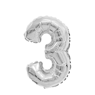 Ballon Folie Cijfer 3 Zilver 45cm Ballon Folie Cijfer 3 Zilver 45cm