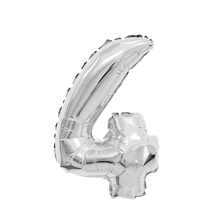 Ballon Folie Cijfer 4 Zilver 45cm Ballon Folie Cijfer 4 Zilver 45cm
