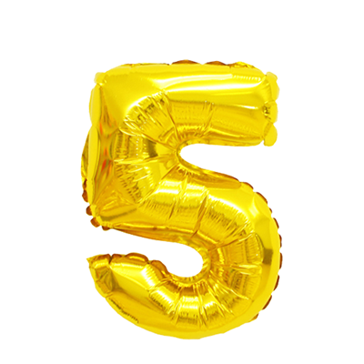 Ballon Folie Cijfer 5 Goud 45cm Ballon Folie Cijfer 5 Goud 45cm