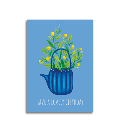 Art by Andu Wenskaart Light Blue Tea Pot Art by Andu Wenskaart Light Blue Tea Pot