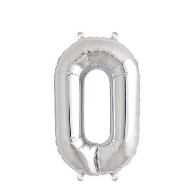 Ballon Folie Cijfer 0 Zilver 35cm Ballon Folie Cijfer 0 Zilver 35cm