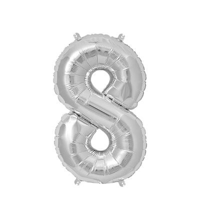 Ballon Folie Cijfer 8 Zilver 35cm Ballon Folie Cijfer 8 Zilver 35cm