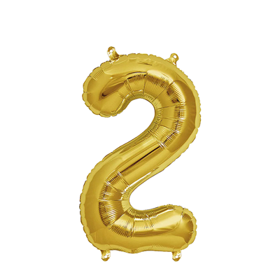 Ballon Folie Cijfer 2 Goud 35cm Ballon Folie Cijfer 2 Goud 35cm