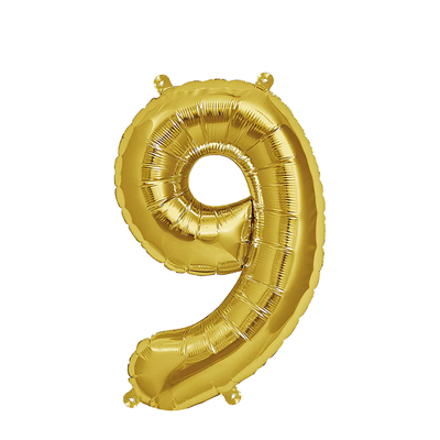 Ballon Folie Cijfer 9 Goud 35cm Ballon Folie Cijfer 9 Goud 35cm
