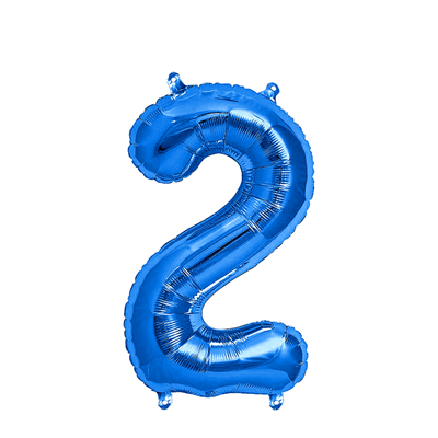 Ballon Folie Cijfer 2 Blauw 35cm Ballon Folie Cijfer 2 Blauw 35cm