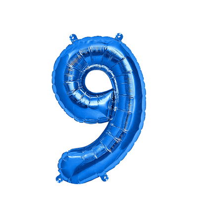 Ballon Folie Cijfer 9 Blauw 35cm Ballon Folie Cijfer 9 Blauw 35cm