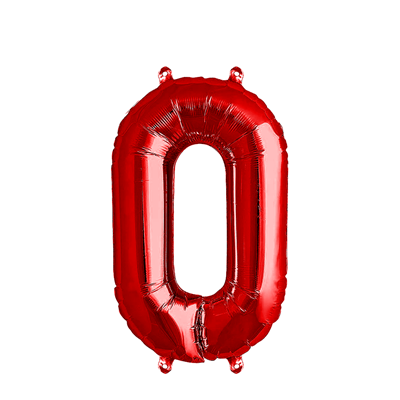 Ballon Folie Cijfer 0 Rood 35cm Ballon Folie Cijfer 0 Rood 35cm