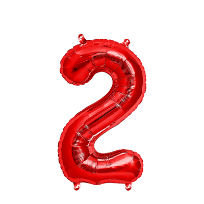 Ballon Folie Cijfer 2 Rood 35cm Ballon Folie Cijfer 2 Rood 35cm