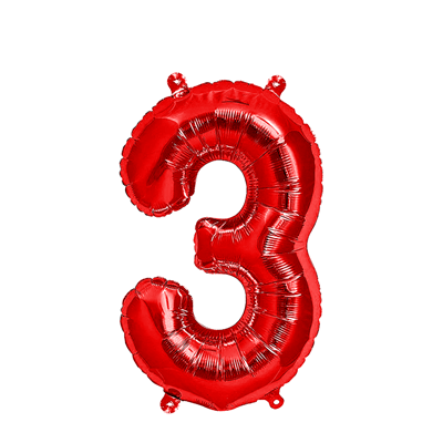 Ballon Folie Cijfer 3 Rood 35cm Ballon Folie Cijfer 3 Rood 35cm