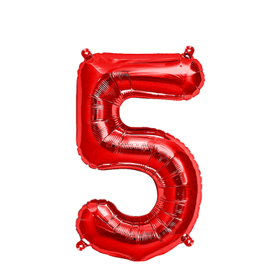 Ballon Folie Cijfer 5 Rood 35cm Ballon Folie Cijfer 5 Rood 35cm