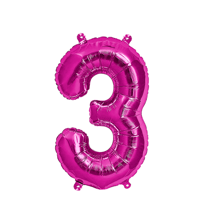 Ballon Folie Cijfer 3 Roze 35cm Ballon Folie Cijfer 3 Roze 35cm
