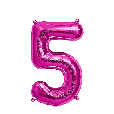 Ballon Folie Cijfer 5 Roze 35cm Ballon Folie Cijfer 5 Roze 35cm