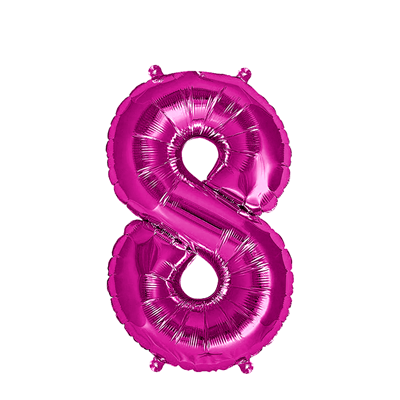 Ballon Folie Cijfer 8 Roze 35cm Ballon Folie Cijfer 8 Roze 35cm